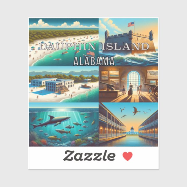 Dauphin Island Alabama 3 Inch Vinyl Sticker (Sheet)