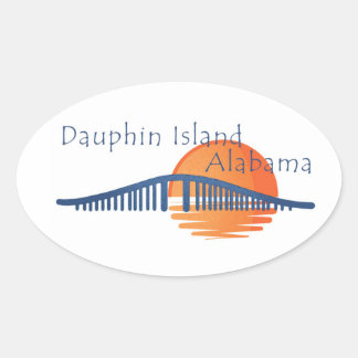 Dauphin Island, Alabama bridge and sunset Oval Sticker