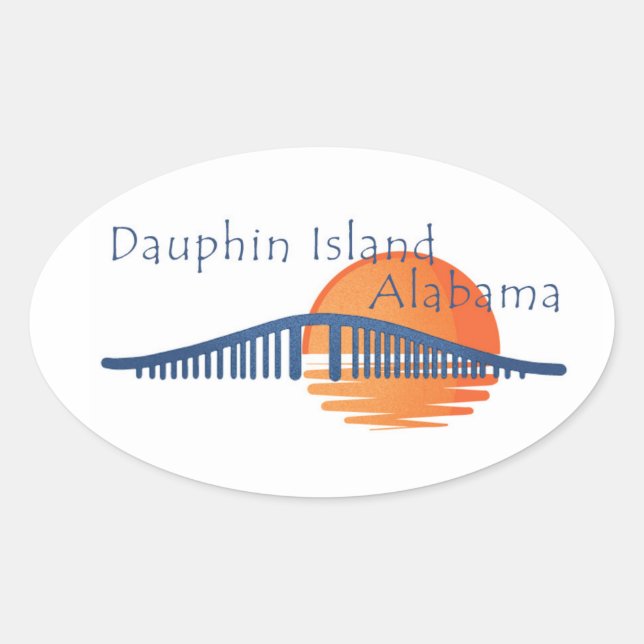 Dauphin Island, Alabama bridge and sunset  Oval Sticker (Front)