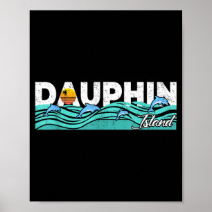 Dauphin Island Alabama Summer Vacation Vintage Poster