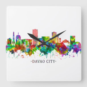 Davao City Philippines Skyline Square Wall Clock