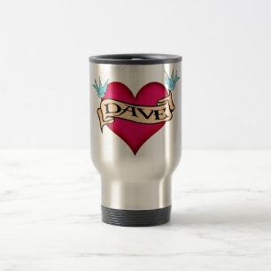 Dave - Custom Heart Tattoo T-shirts & Gifts Travel Mug