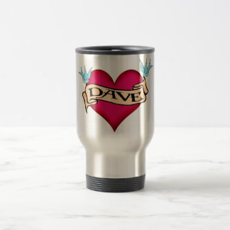 Dave - Custom Heart Tattoo T-shirts & Gifts Travel Mug