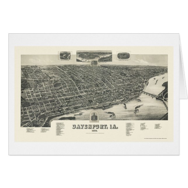 Davenport, IA Panoramic Map - 1888 (Front Horizontal)
