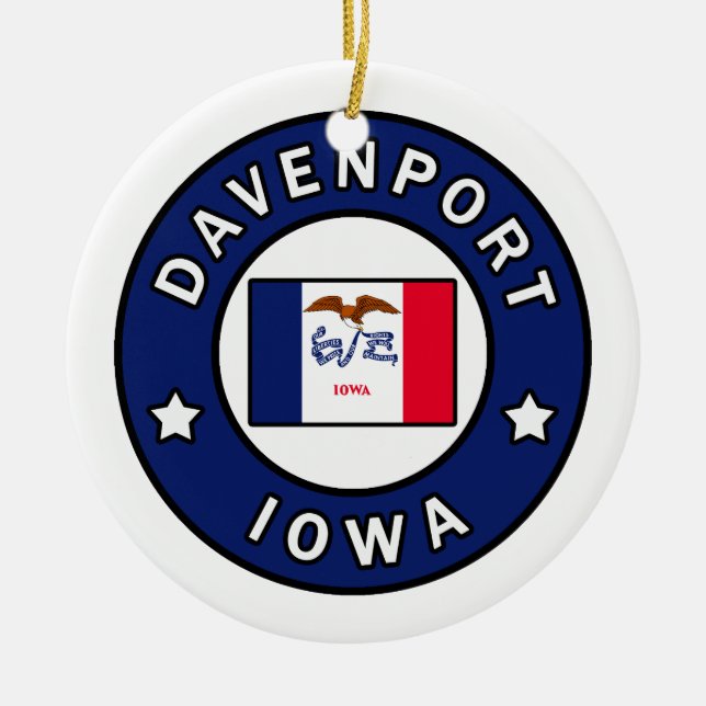 Davenport Iowa Ceramic Tree Decoration (Front)