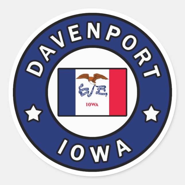 Davenport Iowa Classic Round Sticker (Front)