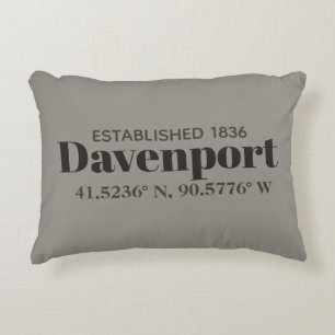 Davenport, Iowa Coordinates Pillow