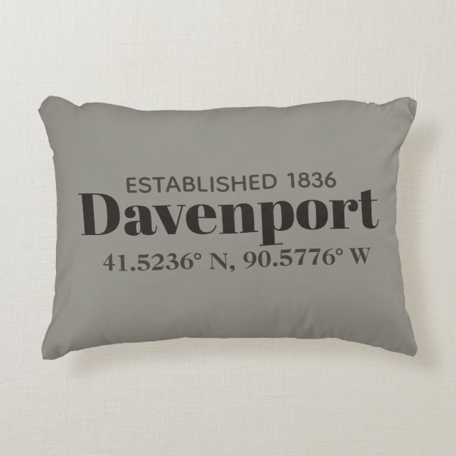 Davenport, Iowa Coordinates Pillow (Front)
