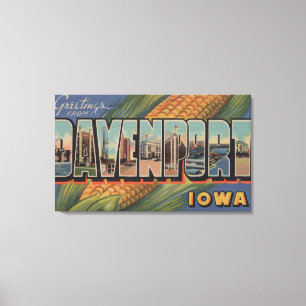 Davenport, Iowa (Corn) - Large Letter Scenes Canvas Print