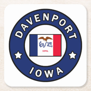 Davenport Iowa Square Paper Coaster