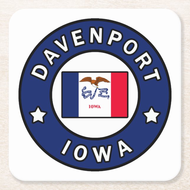 Davenport Iowa Square Paper Coaster (Front)