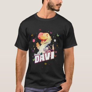 DAVI - Cute Boy Name with cute Dinosaur T-Shirt