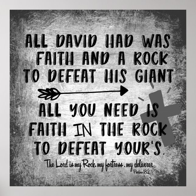 David and Rock Quote with Bible Verse Poster (Front)