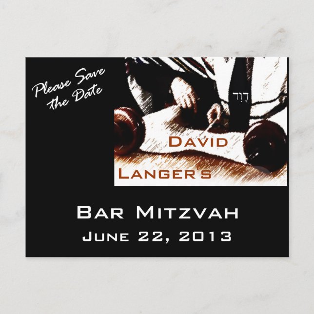 David Bar Mitzvah  Boy Postcard (Front)