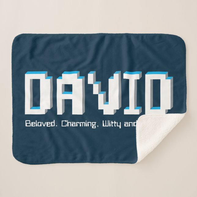 David boys name and meaning pixels text gamers sherpa blanket (Front (Horizontal))