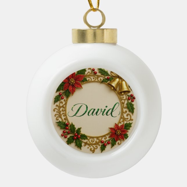 David Christmas Ornament – Personalized Gift Ball (Front)