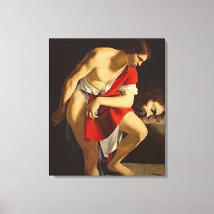 David contemplating the head of Goliath Canvas Print