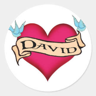 David - Custom Heart Tattoo T-shirts & Gifts Classic Round Sticker
