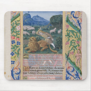 David defending his father's sheep against a mouse pad