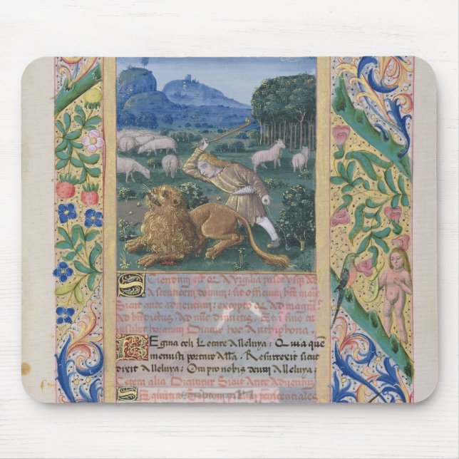 David defending his father's sheep against a mouse pad (Front)
