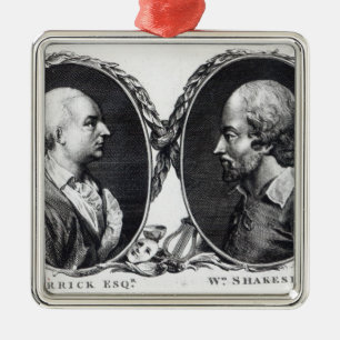 David Garrick and Shakespeare Metal Tree Decoration