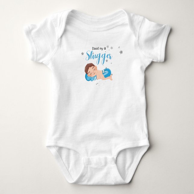 David my lil slugger t-shirt bodysuit (Front)