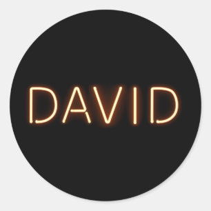 David  Name in Glowing Neon Lights Classic Round Sticker