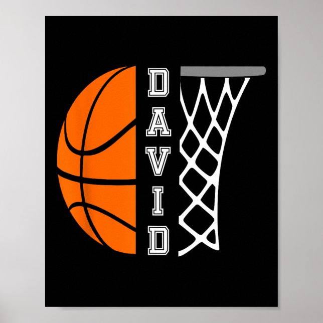 David Name Personalised Basketball Player Graphic  Poster (Front)