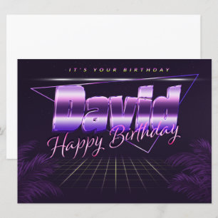 David Name Vorname lila retro Karte Geburtstag Card