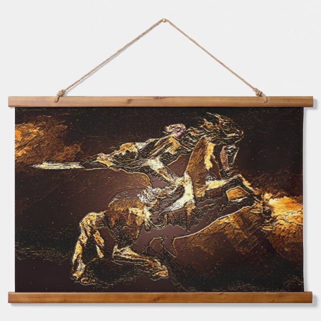 David of Sassoun Wood Topped Wall Tapestry (Front)