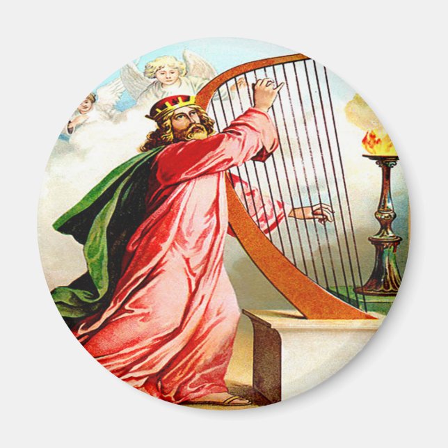 David praising god on harp Magnet (Front)