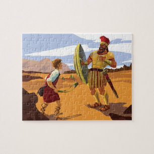 David Prepares to Defeat Goliath with a Sling Shot Jigsaw Puzzle