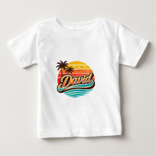 David Retro Sunset Tropical Name Design Baby T-Shirt