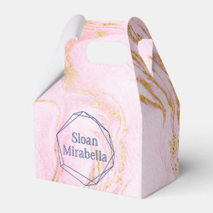 David Rose Gold Blush Pink Marble Logo Favour Box