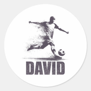 David Soccer Boys Personalised First Name David  Classic Round Sticker