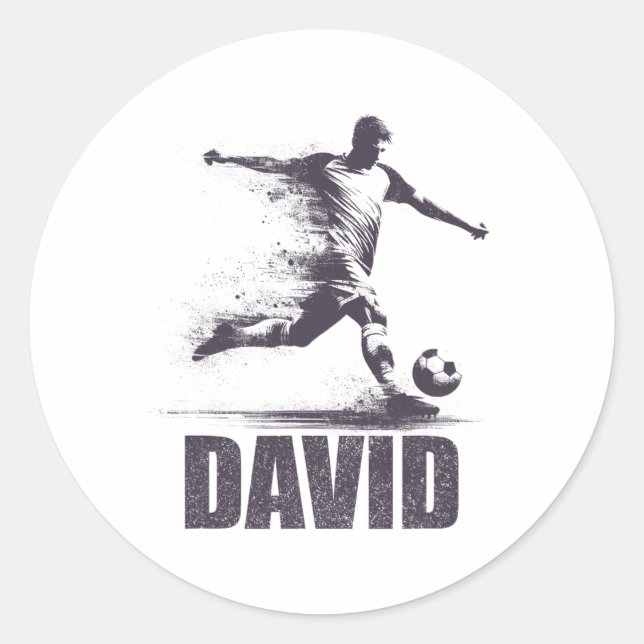 David Soccer Boys Personalised First Name David  Classic Round Sticker (Front)
