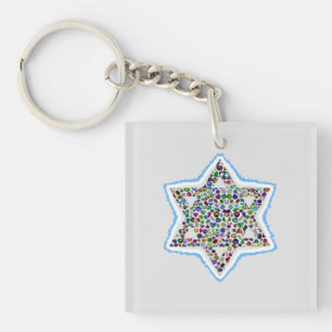 David Star made with Gemstones in all colours Key Ring