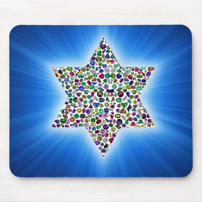 David Star made with Gemstones in All Colours Mouse Pad (Front)