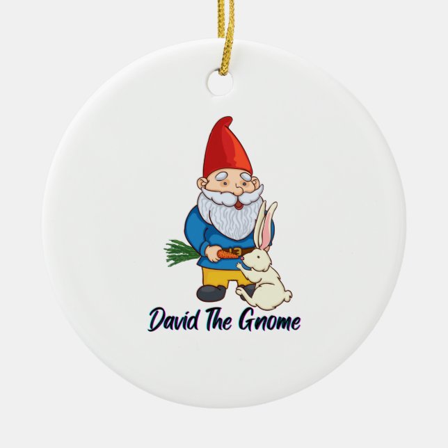 David The Gnome   Ceramic Tree Decoration (Front)