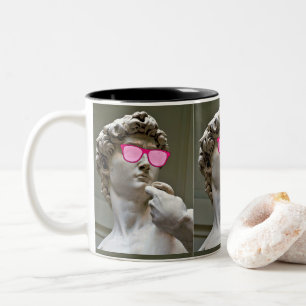 David wears rose colored glasses Two-Tone coffee mug