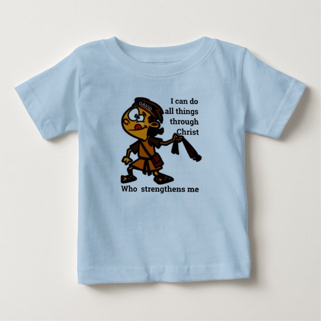 David With Slingshot Bible Story Hero Character  Baby T-Shirt (Front)
