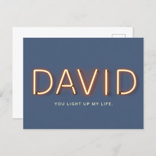 David You Light Up My Life Neon Lights Postcard