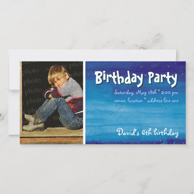 David's Birthday Party | Photo Invitation (Front)