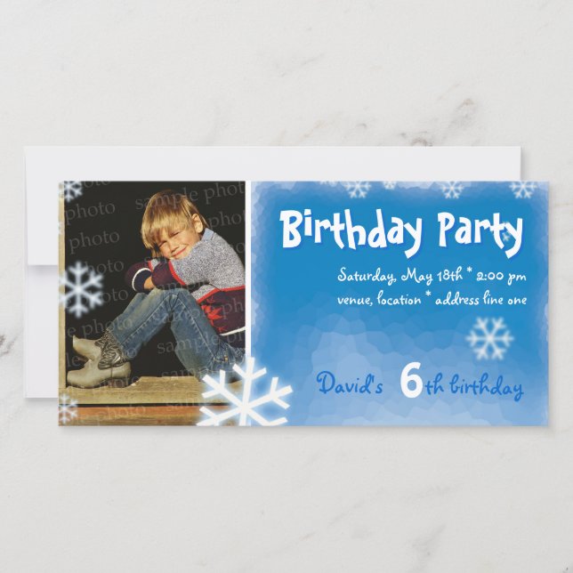 David's Winter Snow Birthday Party Photo (Front)