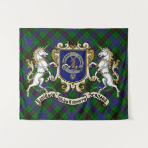 Davidson Clan Badge & Unicorns w/Tartan  Tapestry