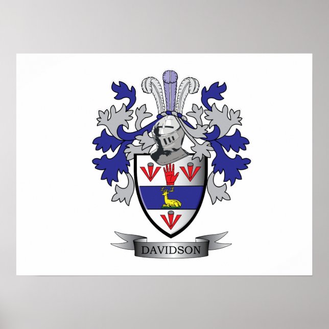 Davidson Family Crest Coat of Arms Poster (Front)