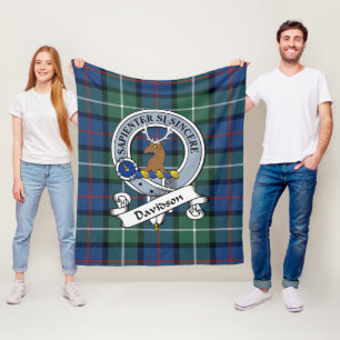 Davidson Of Tulloch Clan Badge Tartan Plaid Fleece Blanket