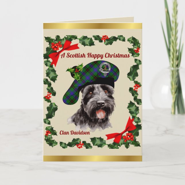 Davidson Scottie Dog Personalized Xmas Card (Front)