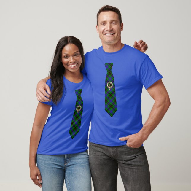 Davidson Scottish Badge & Tartan Necktie T-Shirt (Unisex)