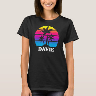 Davie Florida Retro Palm Tree Sunset Vacation Beac T-Shirt